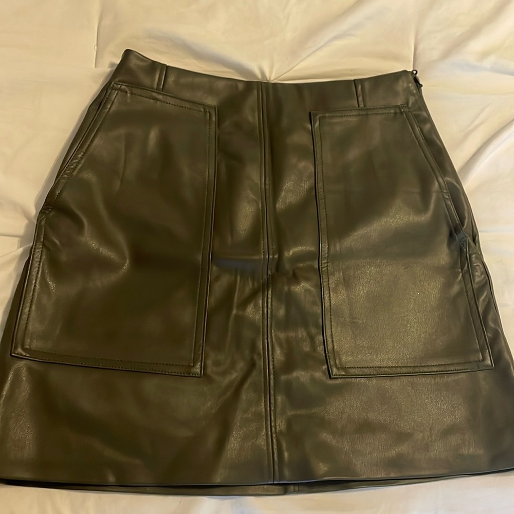 Dark green leather skirt